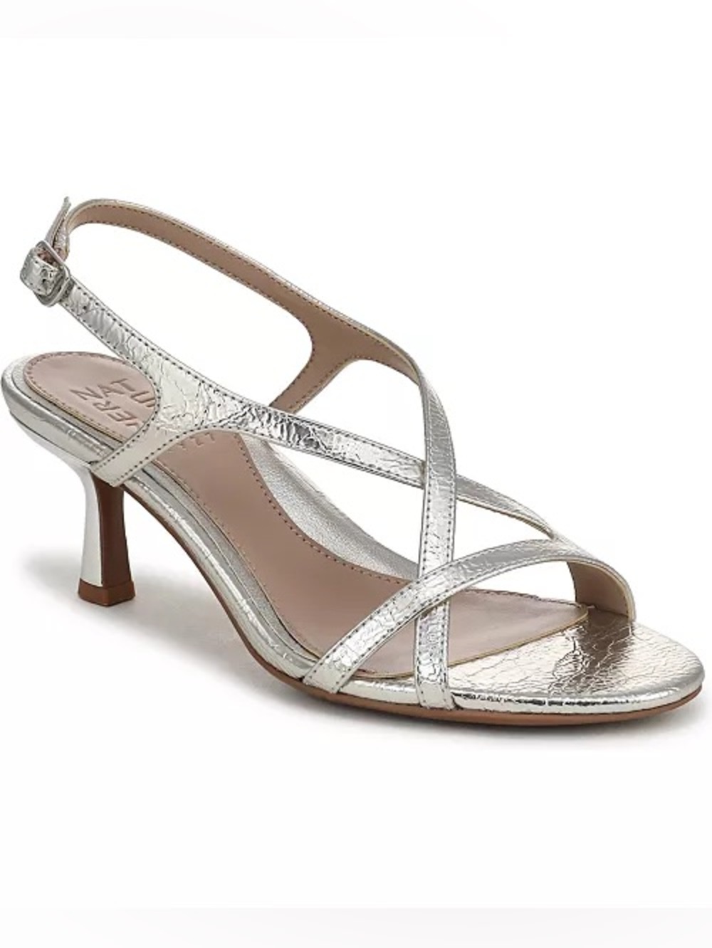 Naturalizer Silver Metallic Crisscross Slingback Heel Size 7.6